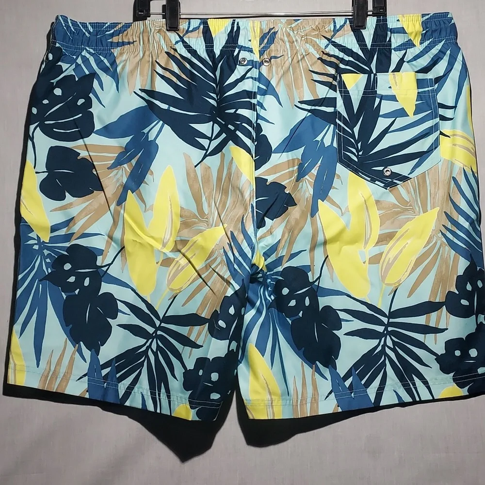NEW Lands End Tropical Floral Drawstring Lined Mens Swim‎ Trunks Size 2XLT